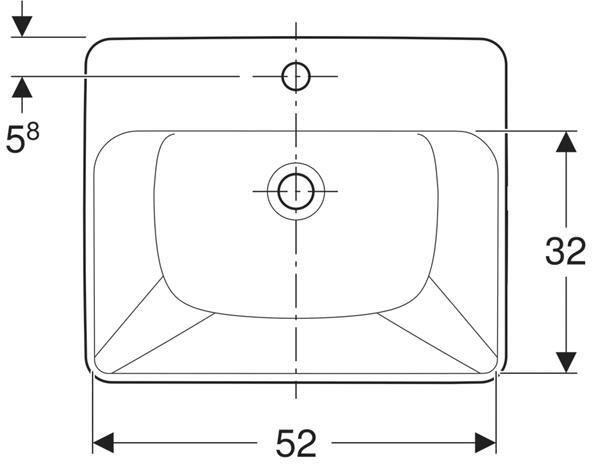 500.681.01.1 Geberit VariForm Раковина полувстраиваемая в столешницу квадратной формы, 55х45 см, с отв. под смеситель, с отв. перелива - 2