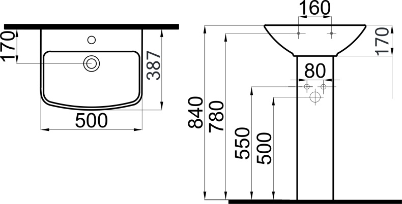 Раковина STWORKI Дублин 50 с пьедесталом 562878 - 7