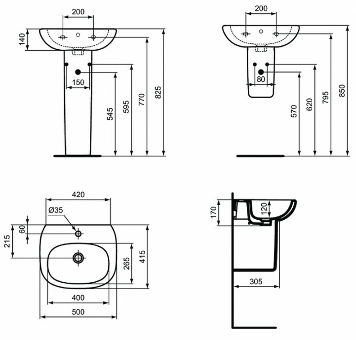 Раковина подвесная Ideal Standard Tesi 50 белый T009401 - 6