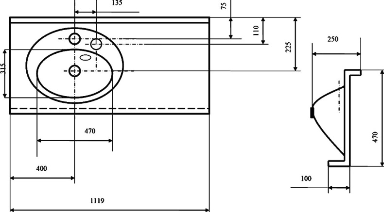 Мебельная раковина AQUATON Отель 120 L с навесами и диспенсером 1A70093NOT01L - 4