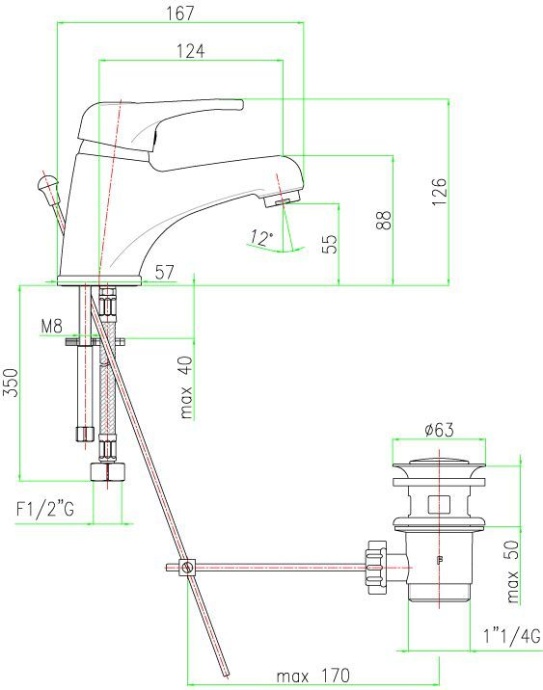 Смеситель для раковины Fiore  хром  37CR2210 - 1