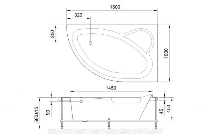 Ванна акриловая Royal Bath Alpine Standart 160x100 R с гидромассажем белый RB819101ST-R - 3