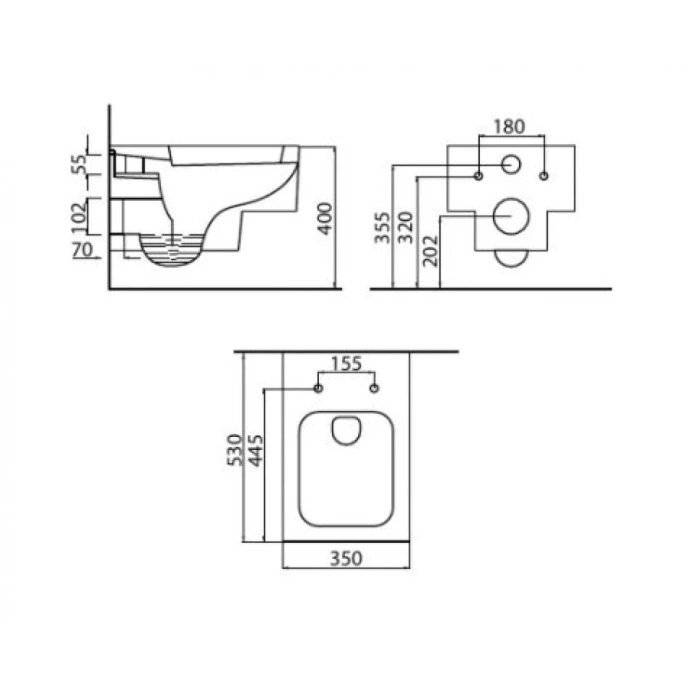Чаша для унитаза подвесного Cezares Cadro белый  CZR-4823-CHR - 4
