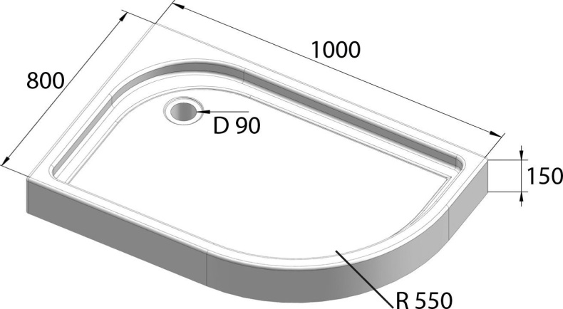 Поддон для душа BelBagno Tray 100х80 L R550 TRAY-BB-RH-100/80-550-15-W-L - 5