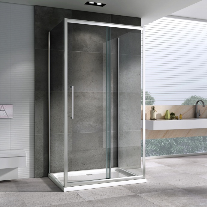 Душевой уголок Abber Schwarzer Diamant 120x60 профиль хром стекло прозрачное AG30120H-S60-S60 - 1