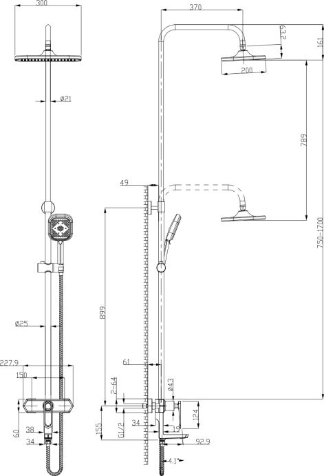 Душевая стойка Lemark Prizma LM3962C - 7