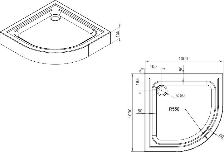 Душевой уголок AM.PM Gem W90G-401-100WT 100x100 с поддоном, с душевой стойкой - 7