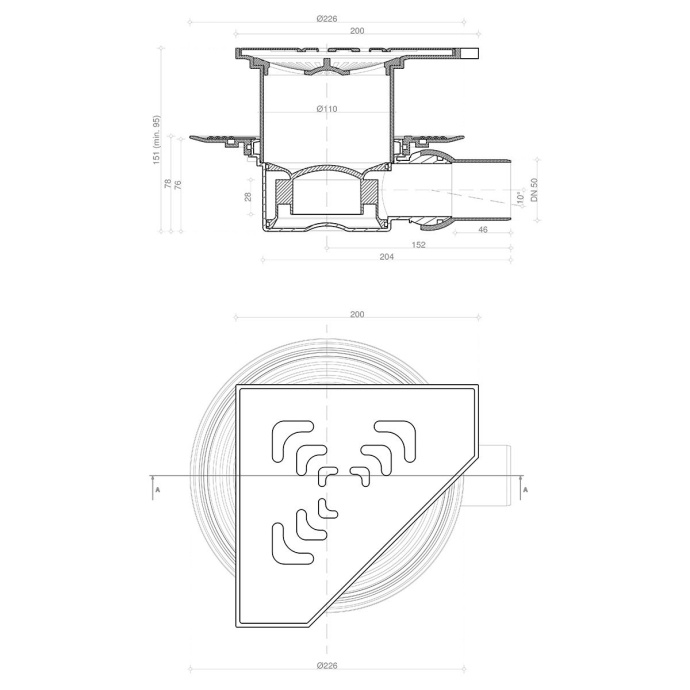 Душевой трап Pestan Confluo Standard Angle1 13000013 - 1