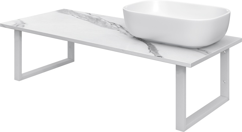 Столешница с раковиной DIWO Элиста 120 белый мрамор, с раковиной Moduo 50 Square 555795 - 4