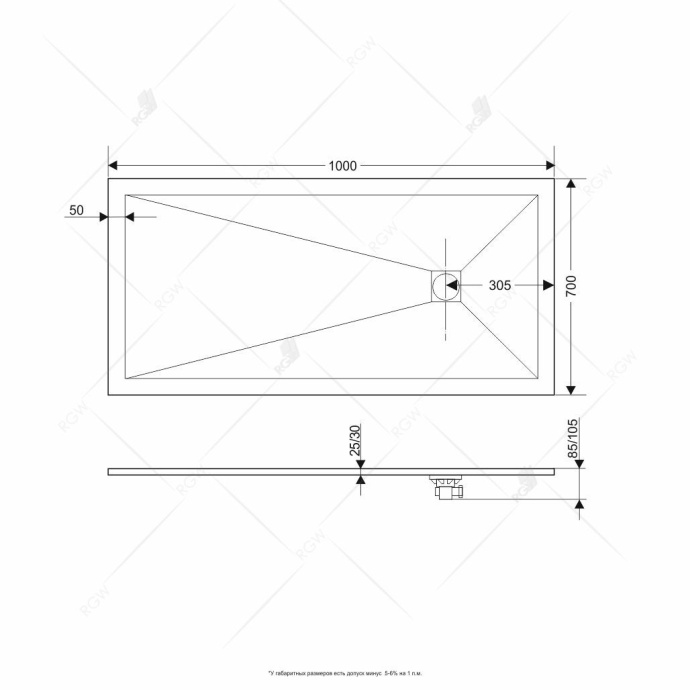 Поддон для душа RGW Stone Tray ST-W 70x160 белый 16152716-01 - 1