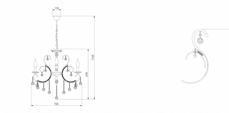 Подвесная люстра Eurosvet Collana 10096/8 золото/прозрачный хрусталь Strotskis - 3