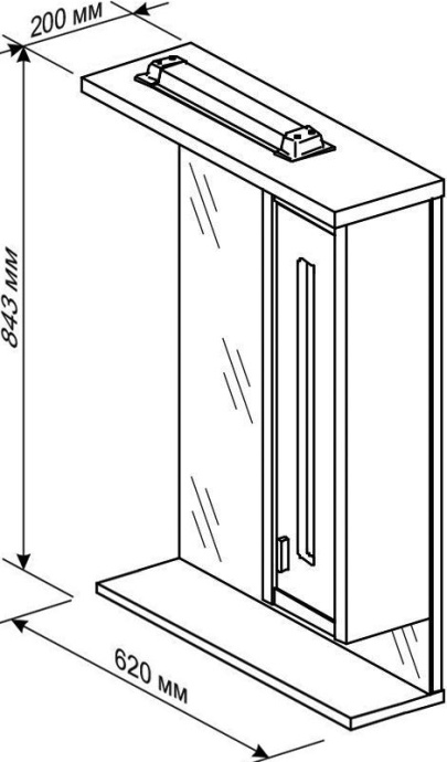 Зеркало-шкаф Бриклаер Бали 62 венге, белый глянец, R 4627125411823 - 4