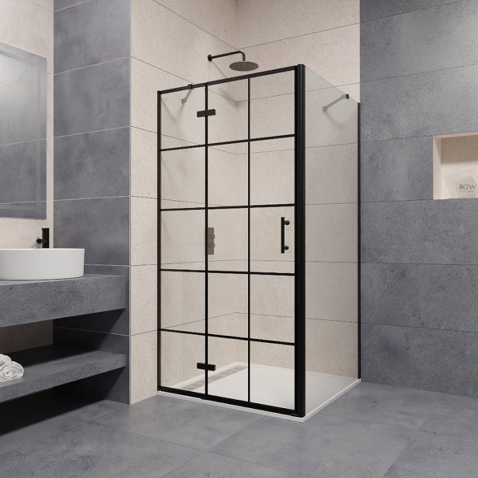 Душевой уголок RGW Passage PA-77B L 120x100 профиль черный стекло прозрачное 41087720-084L - 1