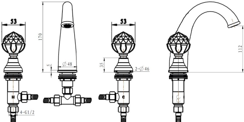 Смеситель Boheme Imperiale Presente 337 для раковины - 1