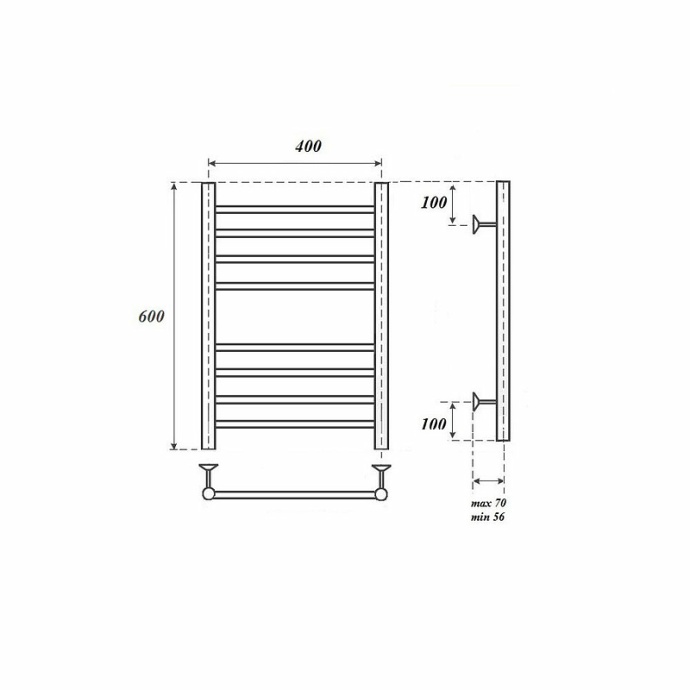 Полотенцесушитель водяной Point Аврора 40х60 хром PN10146S - 1