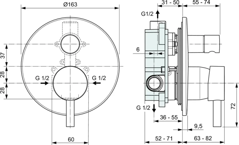 Смеситель для ванны с душем Ideal Standard Ceraline черный матовый A6939XG - 3