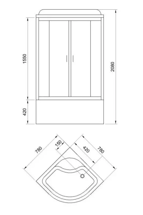 Душевая кабина Royal Bath 80х80 профиль сатинстекло матовое  RB-ЕКО80ВК-WM - 1