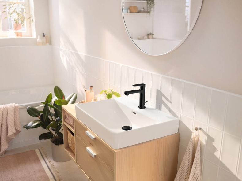 Смеситель для раковины Hansgrohe Rebris S  с донным клапаном черный матовый 72517670 - 2