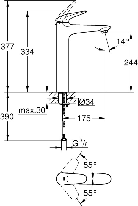 Смеситель Grohe Eurostyle 23719LS3 для раковины - 2