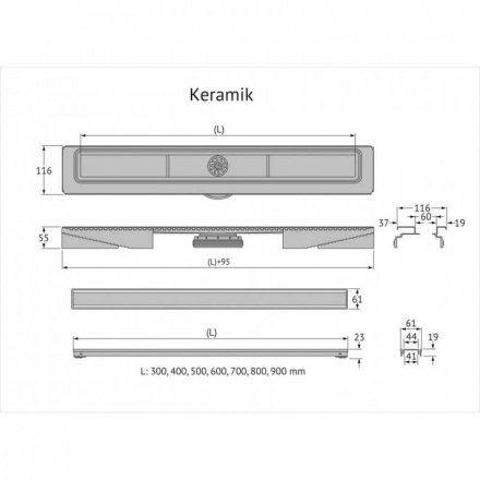 Душевой лоток Berges B1 Keramik 70 бронза 094118 - 1