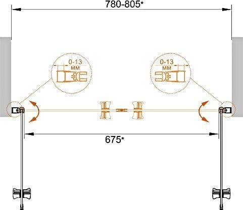 Душевая дверь в нишу Cezares ECO-O-B-2-80-P-Cr стекло punto - 7