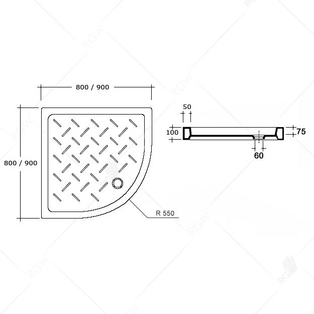 Поддон для душа RGW Ceramics CR/R-099 90х90х10 19170499-01 - 1