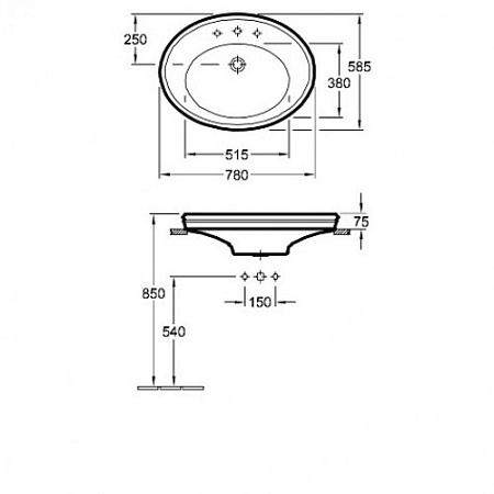 Накладная раковина Villeroy&Boch Amadea 75х58 белая 7185LGR1 - 2