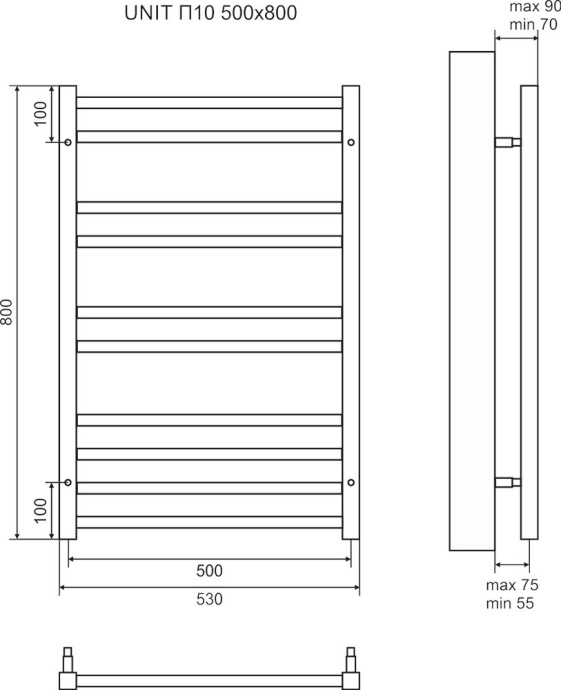 Полотенцесушитель электрический Lemark Unit П10 50x80, черный LM45810EBL - 3