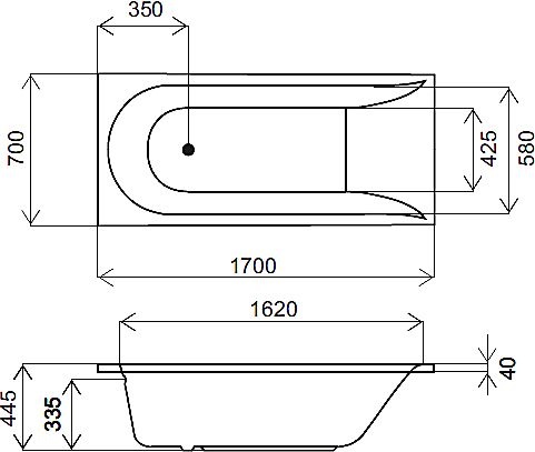 Акриловая ванна Am.pm Spirit 170x70 см  W72A-170-070W-A2 - 3