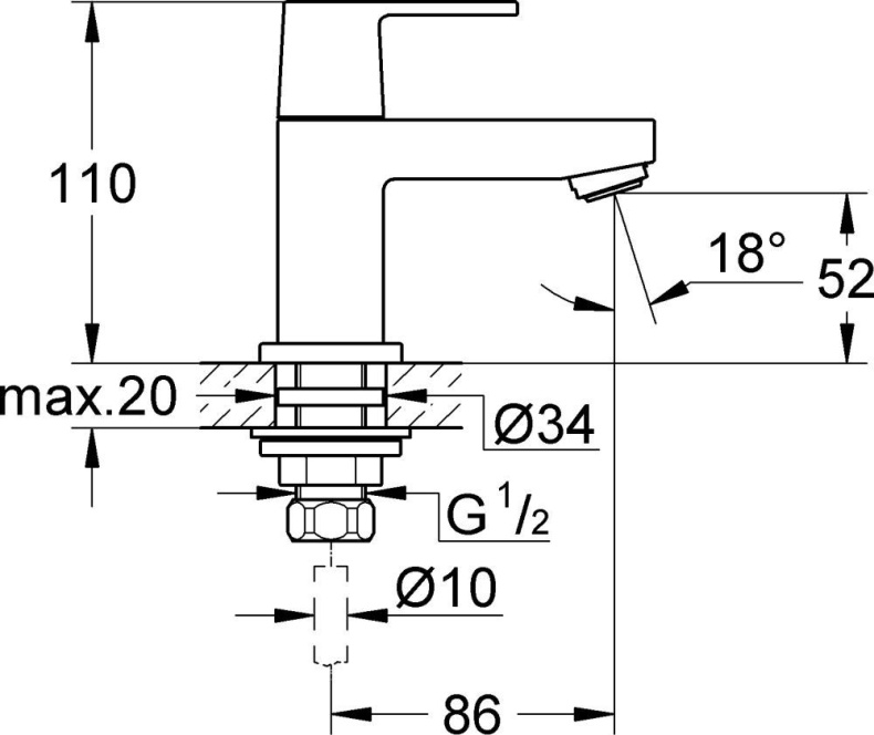 Кран Grohe Eurocube 23137000 для раковины - 4