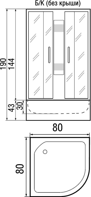 Душевая кабина с поддоном River Nara Б/К 80/43 MT  10000000837 - 2