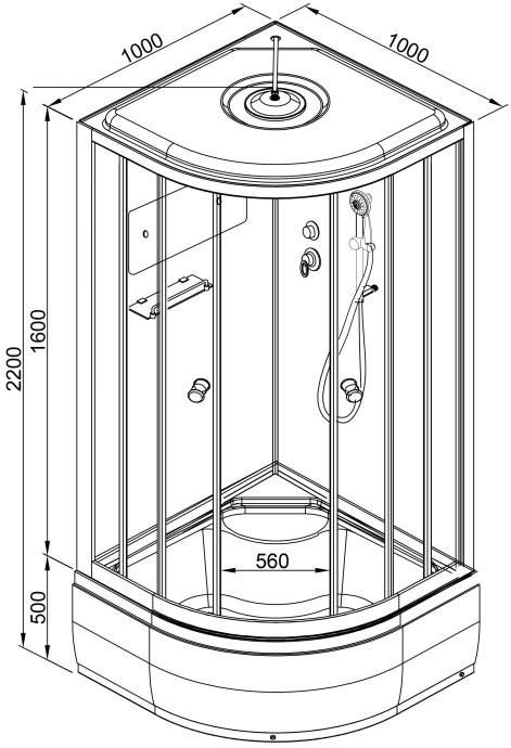 Душевая кабина Deto B 100х100  B10SBLACK - 13