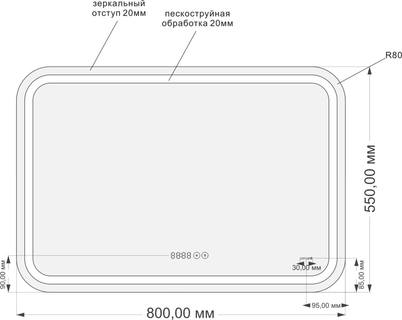 Зеркало Cersanit LED 050 pro 80, с подсветкой KN-LU-LED050*80-p-Os - 3