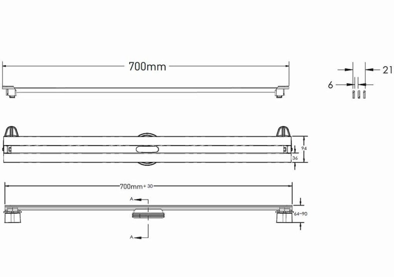 Душевой лоток Berges Super Slim 70 золото глянцевое 092153 - 1