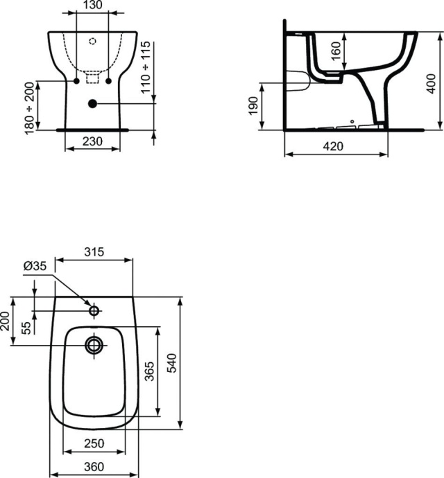 Биде напольное Ideal Standard Esedra  T281301 - 2