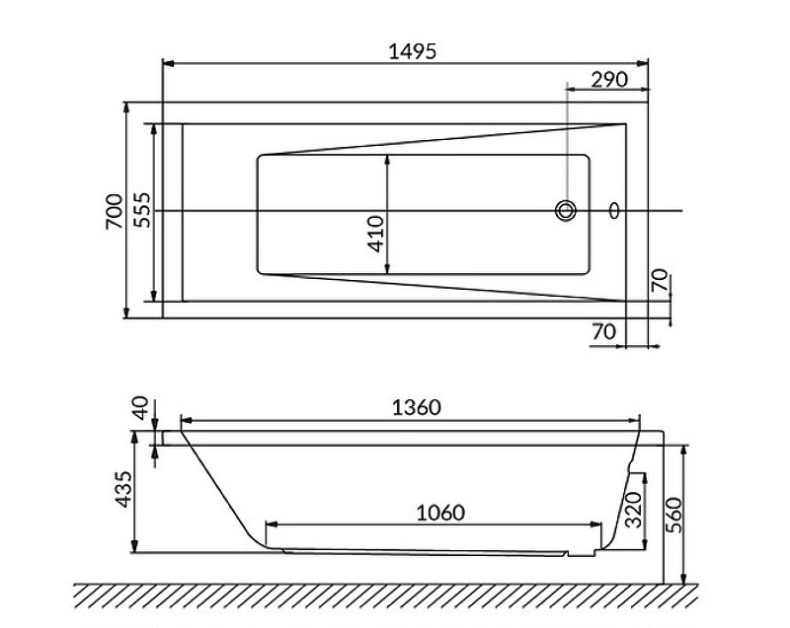 Ванна акриловая WHITECROSS Wave Soft 150x70 с гидромассажем белый - бронза 0101.150070.100.SOFT.BR - 6