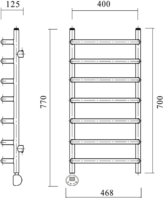 Полотенцесушитель электрический Domoterm Стефано П7 40x70, хром, L Стефано П7 400x700 EL - 3