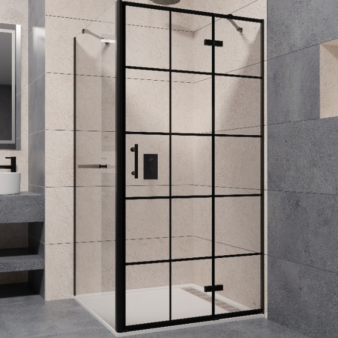 Душевой уголок RGW Passage PA-77-1B R 90x100 профиль черный стекло прозрачное 410877190-084R - 0
