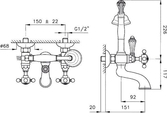 Смеситель для ванны Nicolazzi Dames Angl бронза  1400BZ78 - 3