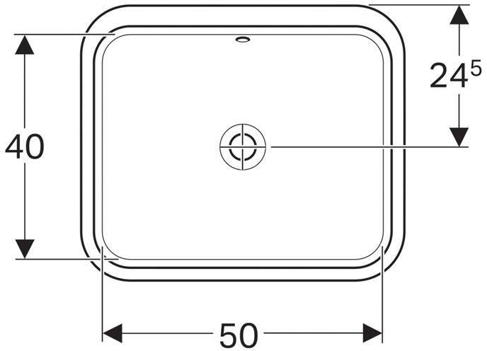 500.764.01.2 VariForm Раковина с установкой под столешницу прямоугольной формы, T1=50х40 см, без отв. под смеситель - 3