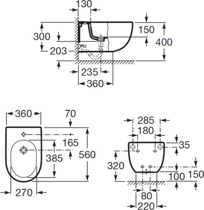 Биде подвесное Roca Meridian 357245000 - 5