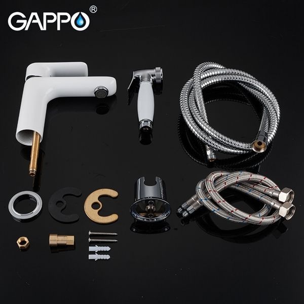 Смеситель для раковины с гигиеническим душем Gappo хром белый G1048-1 - 6