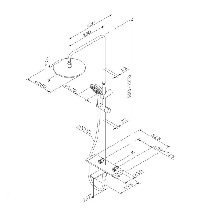 Душевая стойка AM.PM Spirit 2.0 F0770A500 - 1