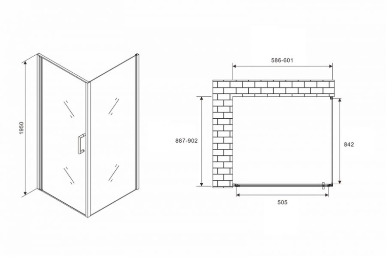 Душевой уголок ABBER Sonnenstrand 60х90 профиль хром  AG04060-S90 - 3