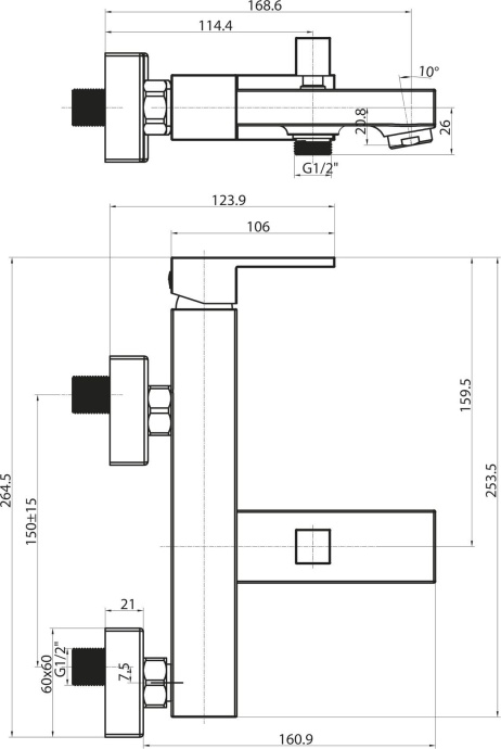 Смеситель BelBagno Magna MAG VASM CRM для ванны с душем MAG-VASM-CRM - 1