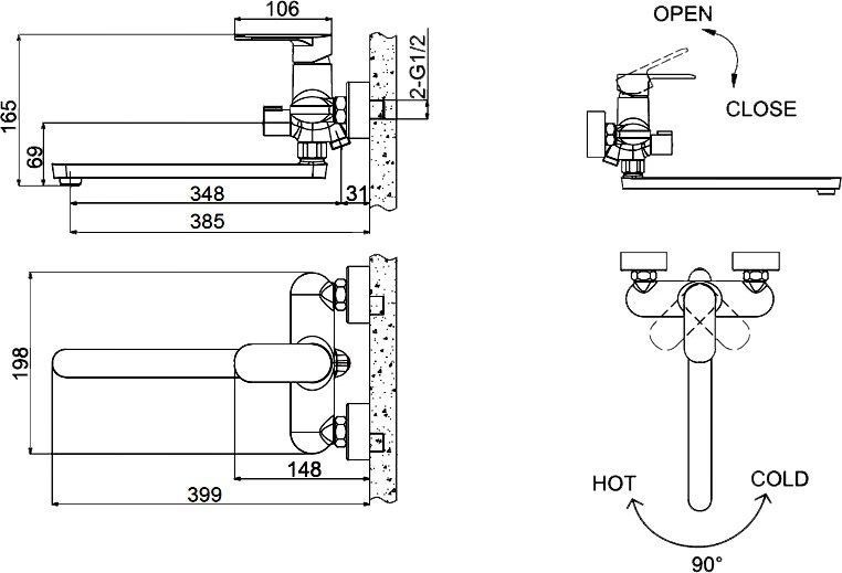 Смеситель Bravat Opal F6125183CP-02L универсальный F6125183CP-02L-RUS - 1