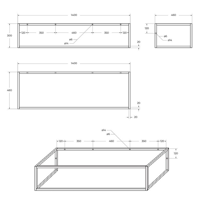 Консоль под раковину BelBagno Etna Kraft 140 черный матовый EK-140-ST - 5