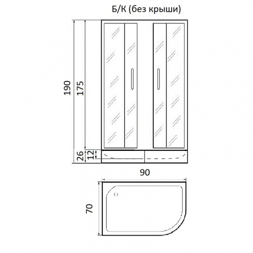 Душевая кабина с поддоном River Nara Б/К 90/70/24 MT L  10000003637 - 1