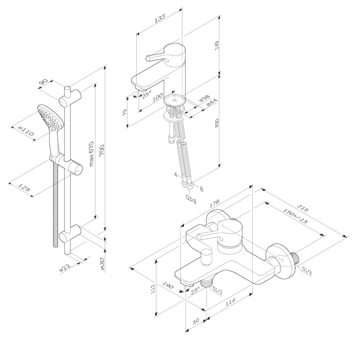 Набор смесителей для ванной AM.PM X-Joy S 3 в 1 F40985B00 - 2