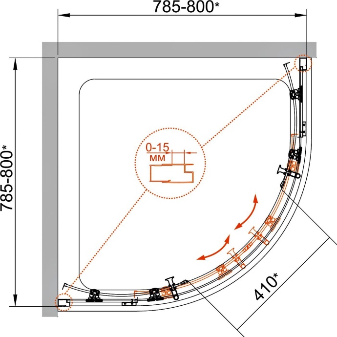 Душевой уголок Cezares ECO-O-R-2-80-C-Cr стекло прозрачное - 5